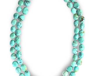 Long Sterling Silver Chunky Turquoise Bead