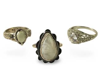 (3) Assorted Sterling Silver Gemstone Rings