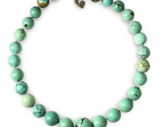 Sterling Silver Chunky Turquoise Bead Necklace
