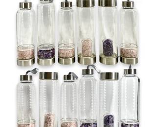 12pc Tumbled Amethyst & Rose Quartz Water Bottles