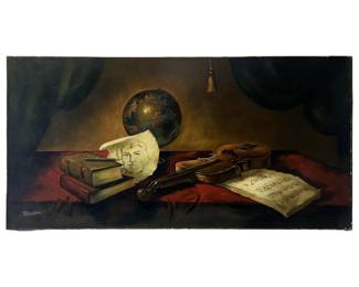 Signed Bascheni Large Still Life Oil on Canvas