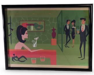 Josh Agle Shag Thursday’s Girl Serigraph on Silk