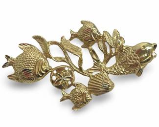 14K Gold Nautical Fish Pendant