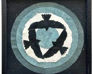 Signed Abstract “Full Circle" 3D Paper Imprint Art