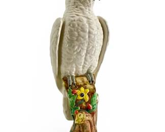 Large Ceramiche Majolica Cockatoo Sculpture