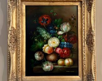 Still Life Oil on Board, Signed