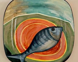 Oversized Hand Painted Fish Plate