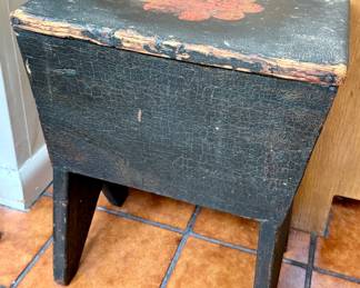 Antique Stool With Painted Flower