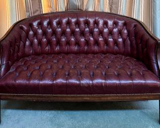 Vintage Leather Settee with Nailhead Trim - We have 2!