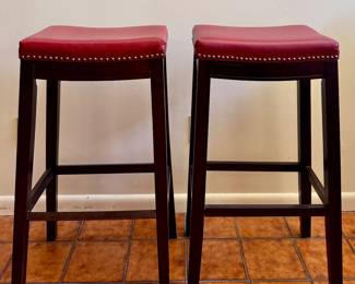 (2) Counter Stools with Nailhead Trim
