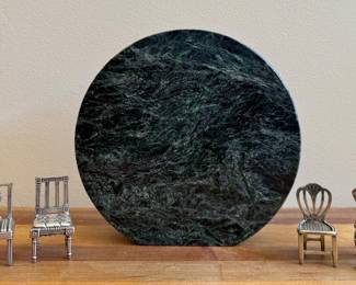 Vermont Marble Vase & Stieff Place Card Holders 