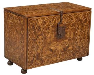 Antique Spanish Colonial Style Marquetry Chest