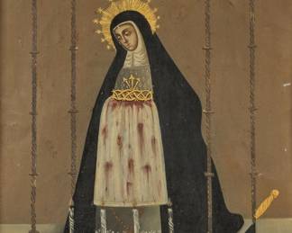 Framed Virgin of Solitude Retablo