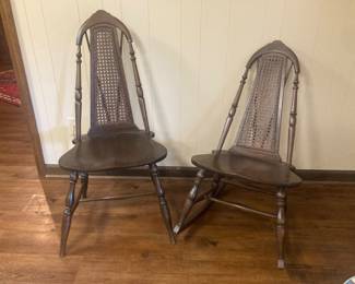 Rare 1940s Walnut & Cane matching chair and rocker.  $800 pair