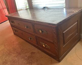 Antique bureau with red marble top.  $350
