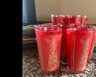 Vintage Culver Siam Red Gold highball glasses