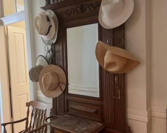 antique hall tree with marble shelf