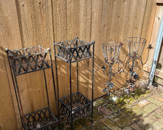 some outdoor plants and planters