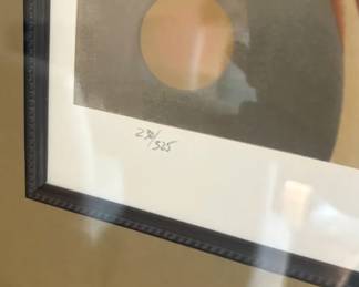 Robert Moser "Adam & Eve" Matched Pair — Signed & Numbered Serigraphs Matched pair of limited edition serigraphs by American artist Robert Moser. Art Deco style with 14kt gold foil stamping. Hand signed and numbered 230/525. Professionally framed. Sold as a pair.