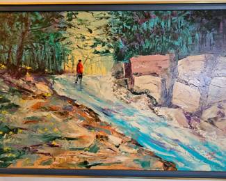 Original vintage oil painting on canvas by California Impressionist F.E. Weigel.