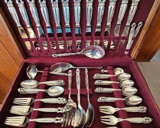 Vintage GEORG JENSEN Denmark Sterling Silver Flatware Set, 81 pieces, ACORN pattern. (Never Used)