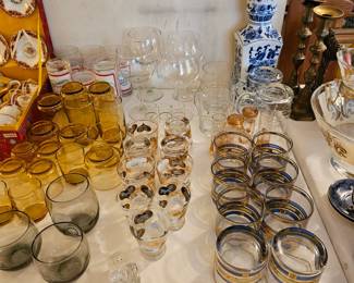 Vintage glassware, china, crystal & pottery of all sorts by numerous makers.