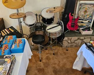 Vintage Premier (Olympic) drum kit with cymbals, stands & accessories.