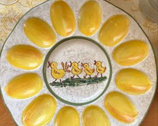 Italian Ceramic Deviled Egg Plate with Ducklings