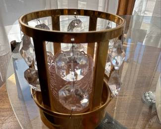 Brass Lotus Crystal Diya Candle Holder second image