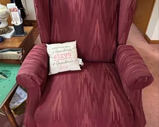 Wingback Armchair with Ikatstyle Upholstery