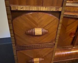 Art Deco Waterfall Vanity Dresser with Mirror and Stool second image