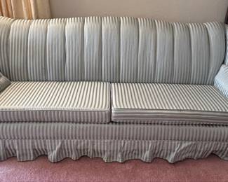 Vintage Striped Channel Tufted Sofa with Skirted Base