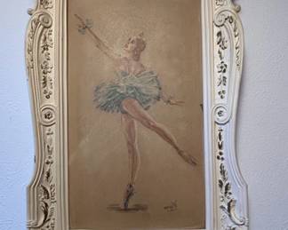 Ballet Dancer Artwork by Monte in Ornate Frame