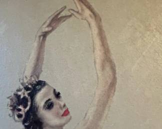 Ballerina Portrait by Monte, Vintage Pastel Drawing third image