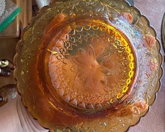 Amber Glass Tiara Sandwich Pattern Covered Butter Dish third image