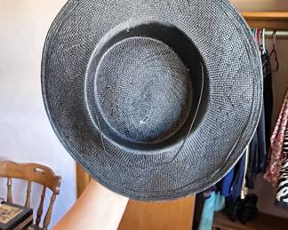 Vintage Straw Boater Hat with Ribbon and Emblem fourth image