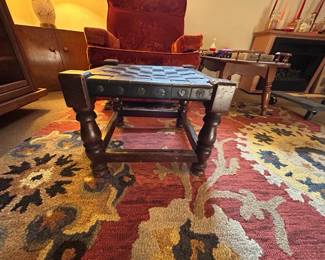 Spanish Colonial Style Woven Leather Stool second image
