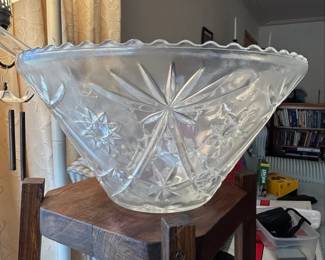 Anchor Hocking Prescut Star of David Punch Bowl Set with Spoon