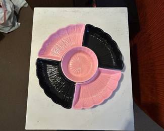 Classica Originale Fan Divided Serving Platter  Pink and Black