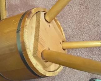 Vintage Wooden Firkin Bucket with Tripod Stand fourth image