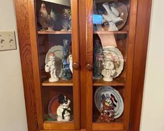 Vintage Corner Display Cabinet with Collectibles