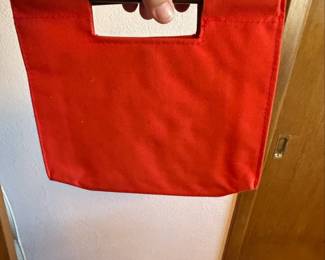 Red Out to Lunch Canvas Tote Bag with Wooden Handles third image