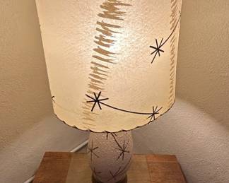 MidCentury Starburst Ceramic Table Lamp with Fiberglass Shade