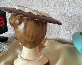 Mapco Lady with Hat Ceramic Head Vase second image