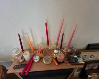 Brass Candelabra with Assorted Candles