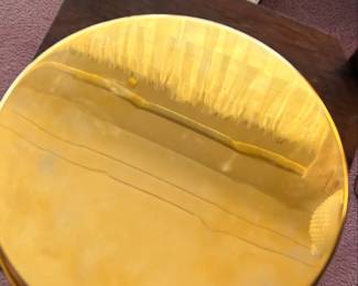 Vintage Brass Decorative Serving Tray with Handle and Filigree Edge third image