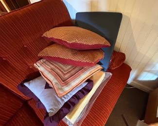 Vintage Orange Corduroy Sofa second image