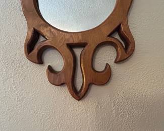 Mid century farmhouse style wood wall mirror second image
