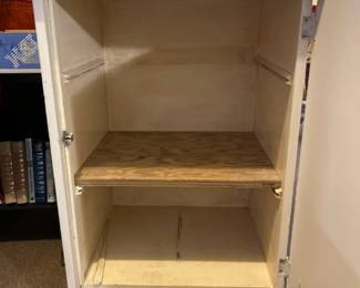 White Wooden Accent Cabinet with Scalloped Base second image