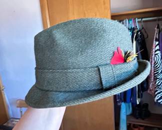 Mens Felt Fedora Hat with Feather Detail